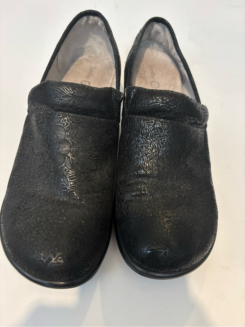 Jambu Black Embossed Slip-On Clogs